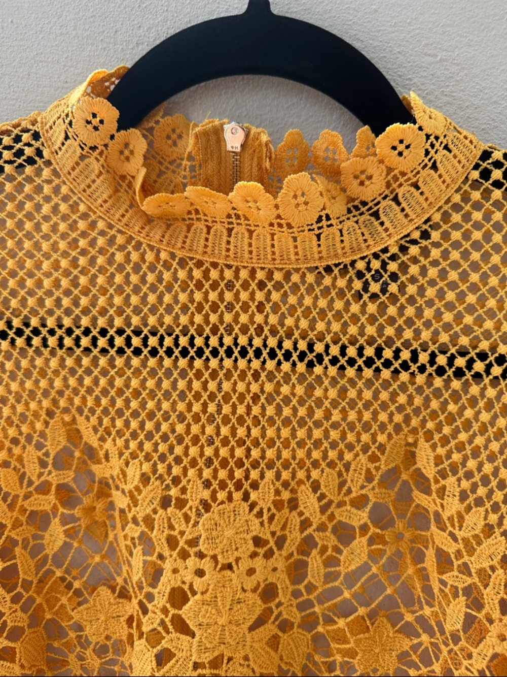 BOLD elements Crochet Floral Openwork Top in light Orange in color - Picture 5 of 9